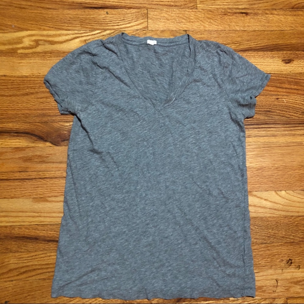 J.Crew V-Neck Tee Heather Gray Medium